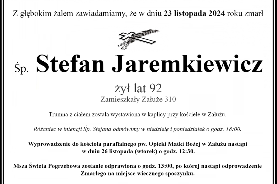 Zmarł Stefan Jaremkiewicz [92 lata]